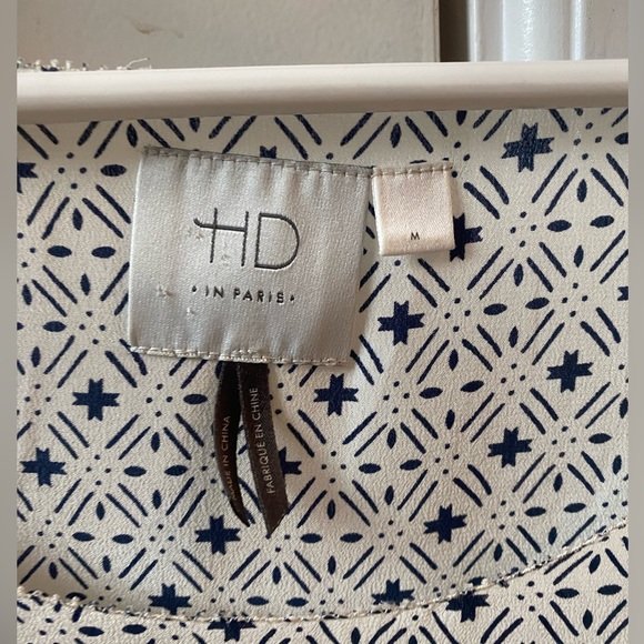 HD in Paris / Anthropologie - Black / White Patterned Silk Blouse - Medium - Picture 4 of 5